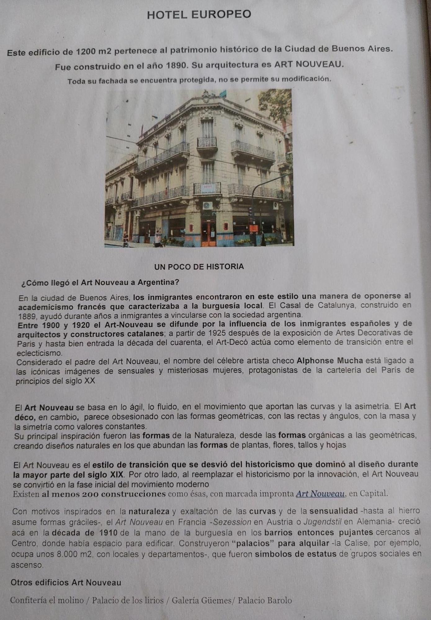 Hotel Europeo Buenos Aires Exteriör bild